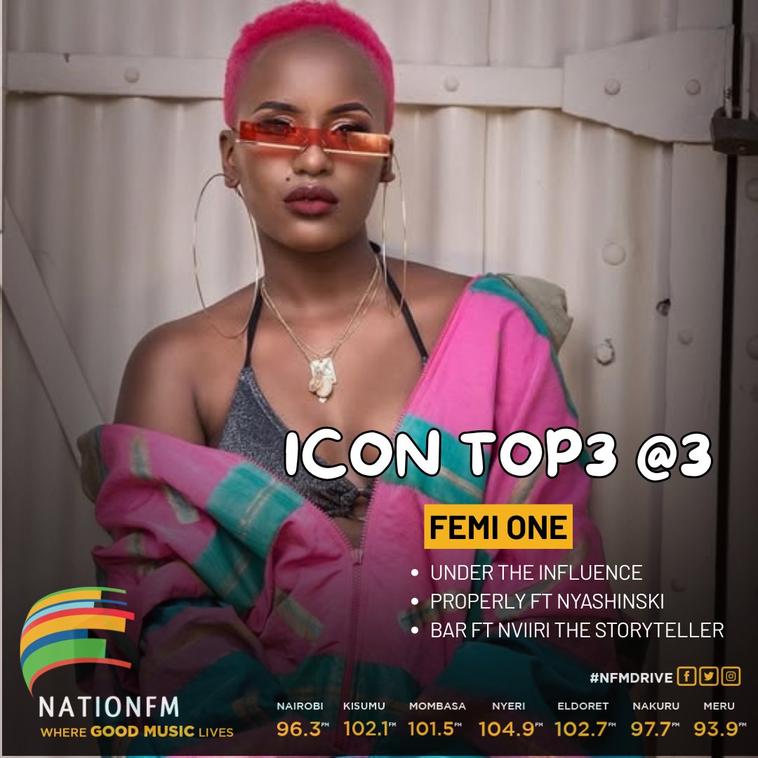 NationFmKE's tweet photo. Top 3 at 3 with the Queen herself, Femi One.
1️⃣ Under The Influence
2️⃣ Properly ft. Nyashinski
3️⃣ Bar ft. Nviiri the Storyteller
Which one’s your fave jam?
#Top3At3 #AfroWednesday #NFMDrive #NationFM
@RealShinski @_Nviiri @femione https://t.co/iEjLbdJjvg
