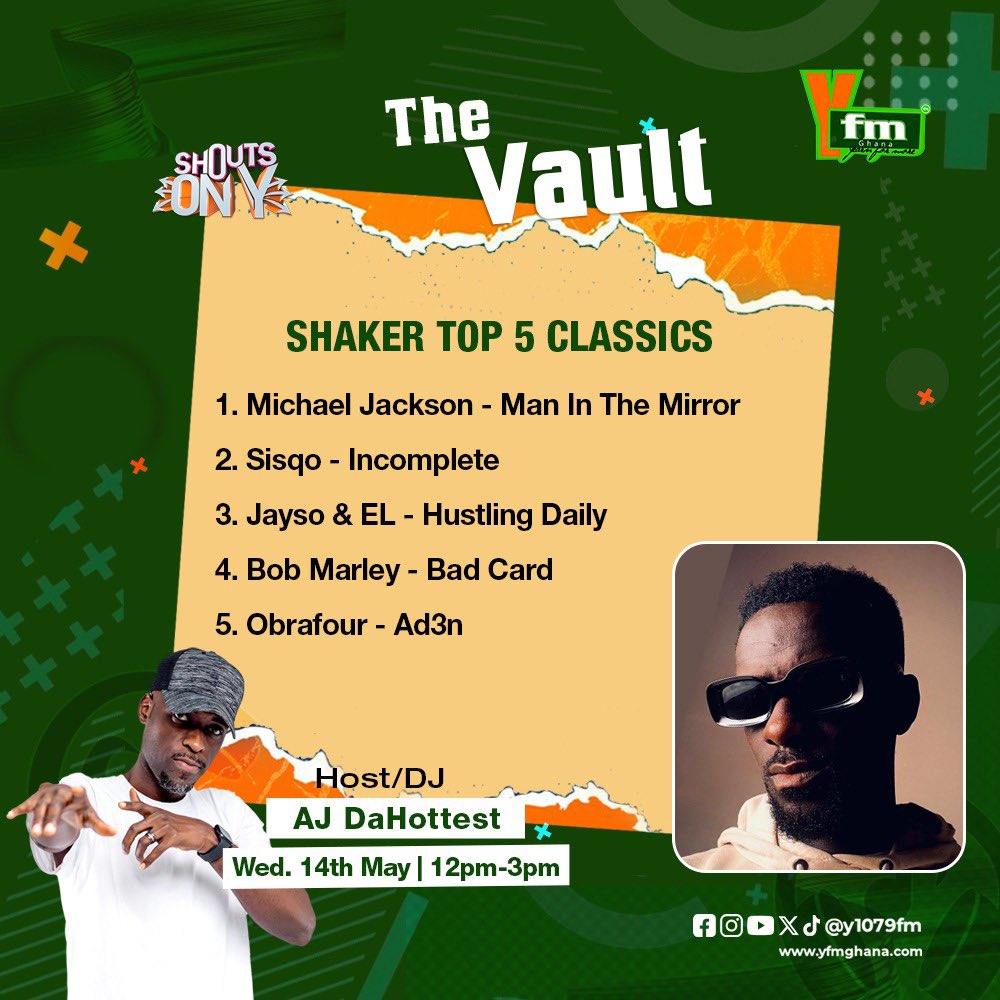 And for our #CelebrityTop5 today, <a href="/Shakerthis/">Shaker</a> gives us his Top 5 Songs Classics on #ShoutsOnY with <a href="/ajdahottest/">AJ DaHottest 🔥💯</a>