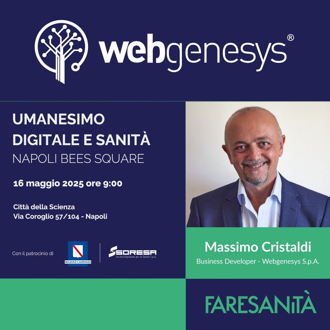 Webgenesys, sponsor dell’evento Umanesimo Digitale e Sanità a cura di FARESANiTÀ, sarà tra i protagonisti della tavola rotonda CYBERSECURITY E SANITÀ, in cui interverrà Massimo Cristaldi, Business Developer dell'azienda.

Scopri i dettagli nel programma: canva.com/design/DAGkzGd…