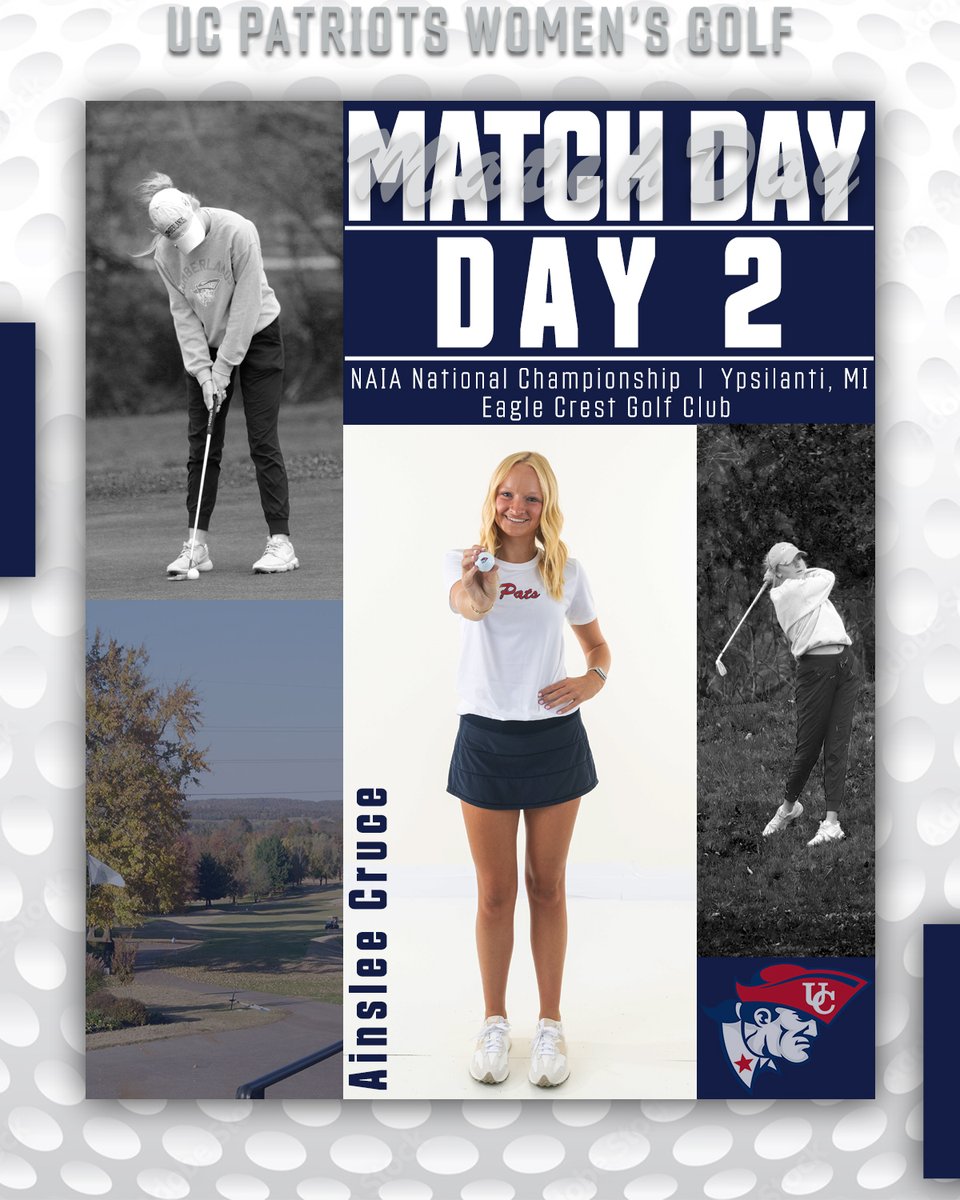 The Patriots hits the course to compete on day 2 of the NAIA National Championship.  #OneBigTeam 

🕑- 9:10 Tee Time off hole 10 
📈- tinyurl.com/2wcyjhbb