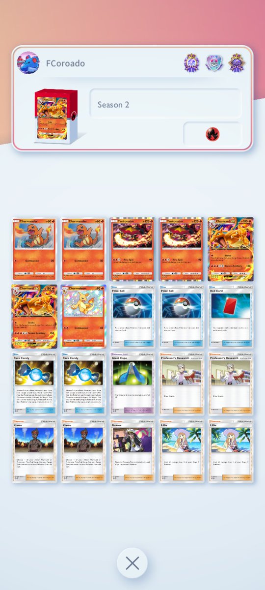 FCoroado's tweet image. The decks I used to reach Master ball rank in season2 of Pokémon tcg pocket