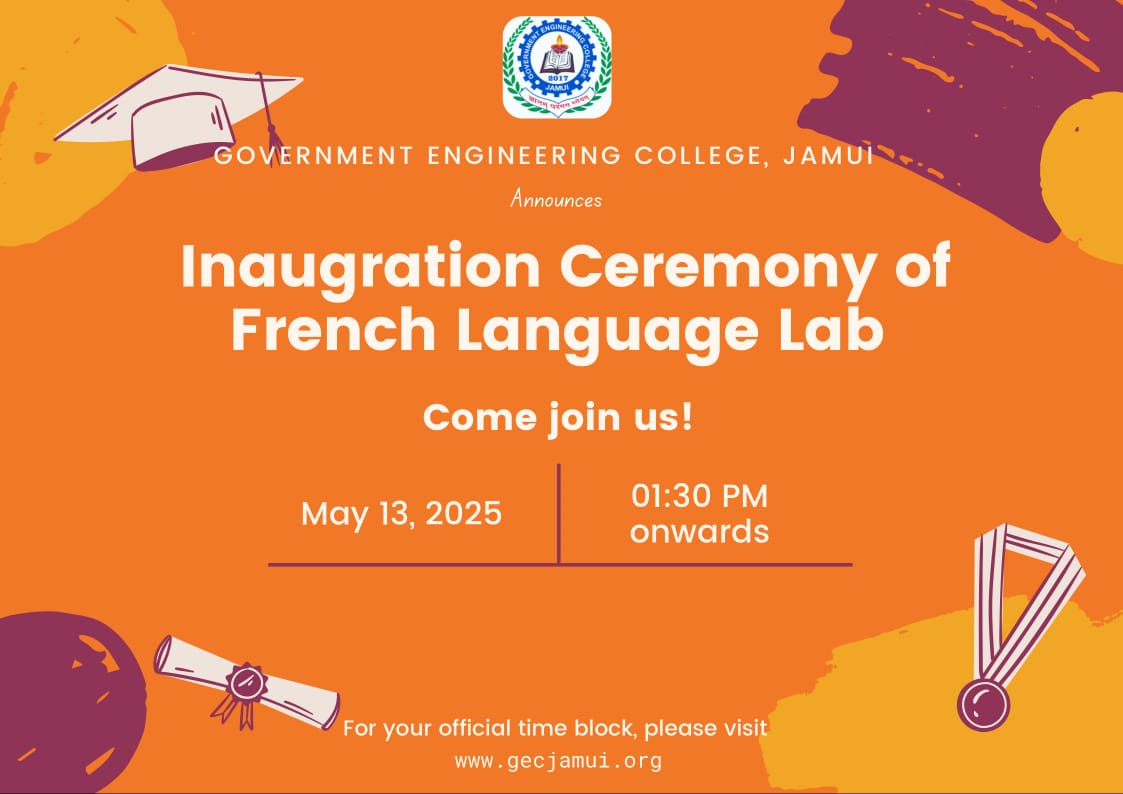 GEC_Jamui's tweet photo. The Bihar government on Tuesday (May 13, 2025) launched foreign language courses in French and German across 15 Government Engineering Colleges (including GEC Jamui), under the Department of Science, Technology and Technical Education (DSTTE). https://t.co/cAY7M6EmbG