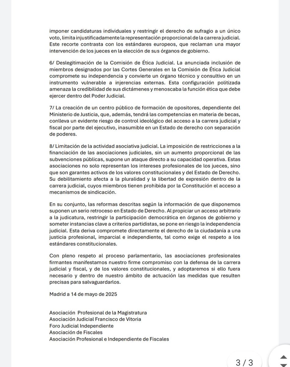 APM Nacional (@juecesapm) on Twitter photo Comunicado conjunto de cinco asociaciones de jueces y fiscales en relación con el proyecto de ley de reforma de la LOPJ aprobado ayer por el Consejo de Ministros
<a href="/juecesAPM/">APM Nacional</a> <a href="/JuecesAJFV/">AJFV Jueces</a> <a href="/FJuecesIndepend/">Foro Judicial Independiente</a>
<a href="/AFiscales/">asociación fiscales</a> <a href="/APIFiscales/">APIF</a> Comunicado conjunto de cinco asociaciones de jueces y fiscales en relación con el proyecto de ley de reforma de la LOPJ aprobado ayer por el Consejo de Ministros
<a href="/juecesAPM/">APM Nacional</a> <a href="/JuecesAJFV/">AJFV Jueces</a> <a href="/FJuecesIndepend/">Foro Judicial Independiente</a>
<a href="/AFiscales/">asociación fiscales</a> <a href="/APIFiscales/">APIF</a>
