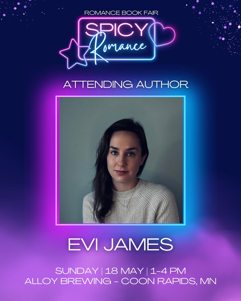Spicy Romance Book Fair Author Announcement (Sun May 18)
~ J.E. Joyce | @author.j.e.joyce
Spicy Hometown Heart
~ Anthony Scott | @anthonyscottauthor
🕊️Queer fantasy author from Minneapolis🕊️
~ Evi James | @evijamesauthor
Loves a spicy scene 🌶️