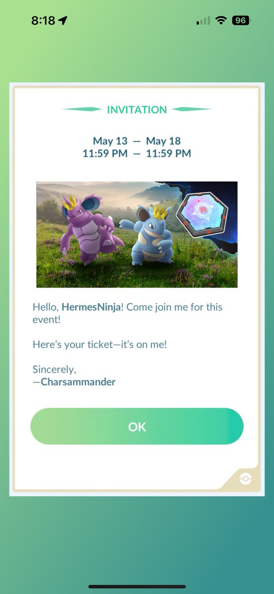 HermesNinja's tweet image. 🌸💖🌸 @Charsammander - you shouldn’t have!! Thank you so much for the #CrownClash: Taken Over ticket. Fabulous surprise upon waking up!! 🌸💖🌸

#PokemonGO #TeamGORocket #Gratitude