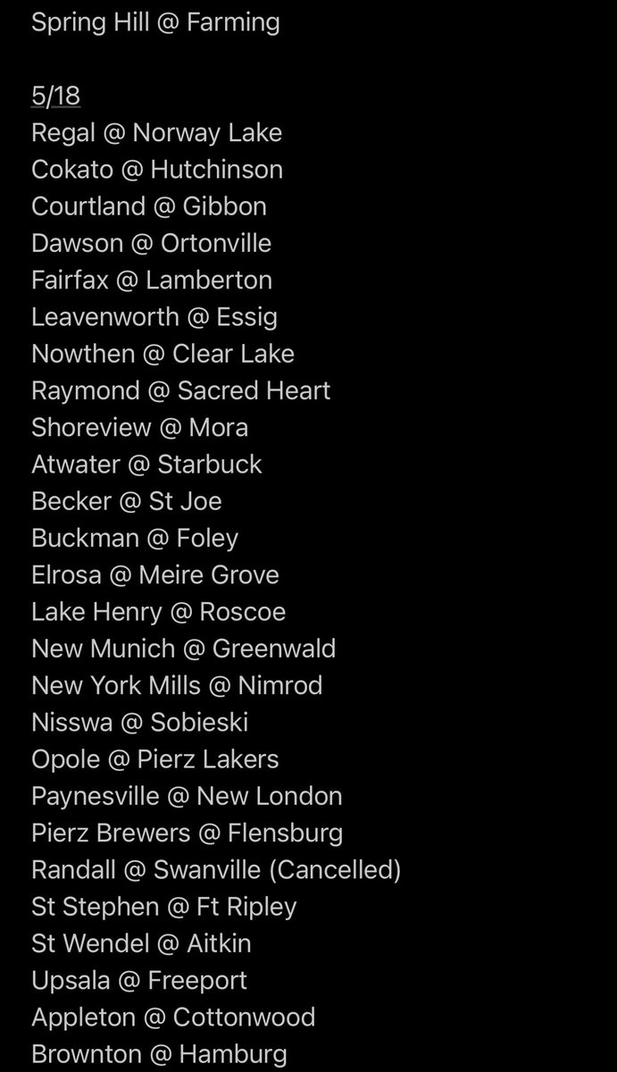 This weeks schedule, plus some scores from Monday and Tuesday!