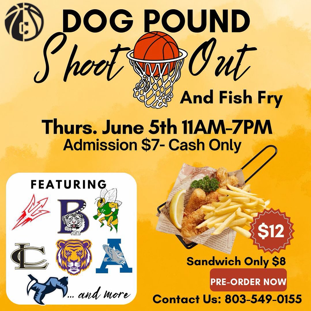 Come out June 5th and support Camden Hoops Dog pound Shootout and fish Fry. This will be our first fundraiser to help the program this upcoming season.

All preorders will be taken by players and coaches, so get with a player and or coach on staff to get your orders in.