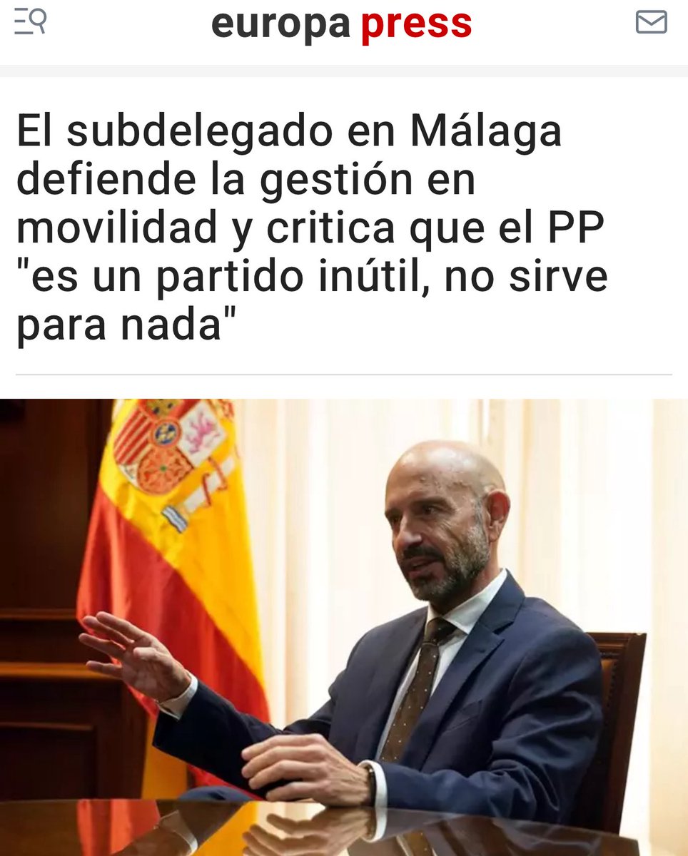 Javier Salas, todos los días inventando maneras de llamar tontos a los malagueños. A ver si algún día descubre en qué consiste de verdad el trabajo de subdelegado por el que le pagamos todos. 

🔴Spoiler: no se trata de vivir obsesionado dedicando sus horas a insultar al PP