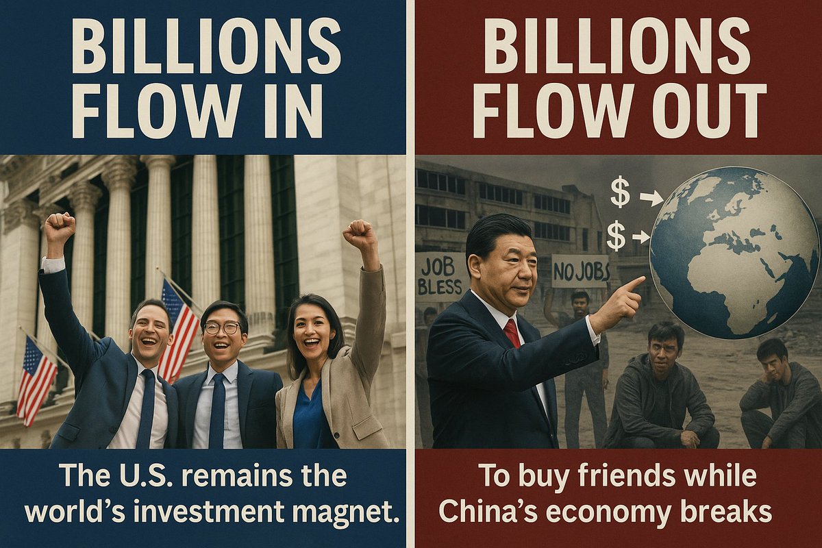 WarrenVsCCP's tweet photo. 💵 Friends & companies trust the U.S. with their money
🤝 No one trusts Xi—so he buys friendships in Africa & South America
🏚️ At home: jobless youth, factory shutdowns, collapsing exports, worst GDP in years
✅ Nice to have real friends
#CCPfail #ChinaCrisis #XiHasNoFriends https://t.co/bvUb1RWVdz