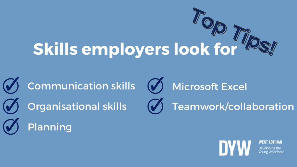 Do you know what skills employers are looking for? 

When recruiting a young person for a job these are the skills employers value 

#DYW #WestLothian