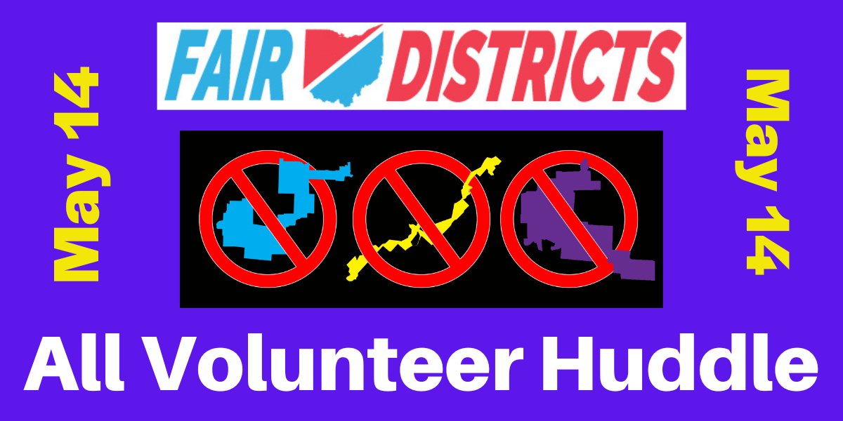 OhFairDistricts's tweet image. Join us Weds, May 14, at 6pm ET for the Fair Districts All Volunteer Huddle
This month:
•Senate Bill 153 & the renewed attack on direct democracy & access to the ballot
•Local redistricting efforts
•What’s ahead for redistricting this year in Ohio
RSVP:
bit.ly/FairDistrictsO…