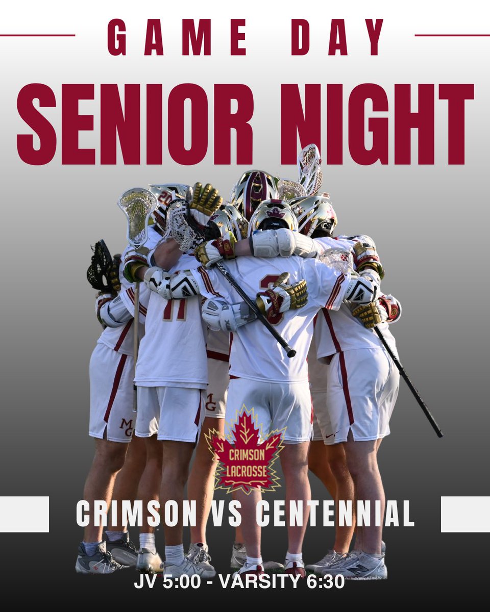 GAME DAY 🍁 SENIOR NIGHT 🍁 

Come support our Seniors tonight vs Centennial! 

Let’s go Crimson!