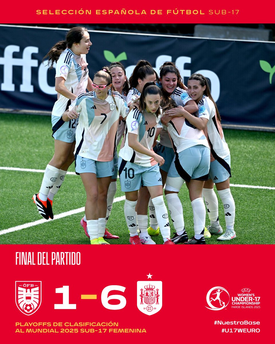 🔚 ¡FINAL DEL PARTIDO!

🇦🇹🆚🇪🇸 (𝘀𝘂𝗯-𝟭𝟳) I 1-6 I 90'

📺 UEFA.tv

#NuestraBase | #U17WEURO