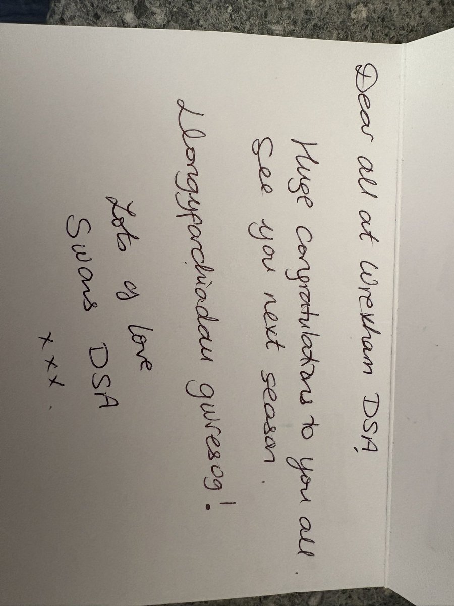 Wrexham AFC DSA (@wrexhamdsa) on Twitter photo Thank you to <a href="/SwansDSA/">Swansea City DSA</a> for their very kind card congratulating us on our promotion to The Championship. Rest assured there will be a very warm welcome when you come to the Cae Ras next season. This is what football is all about β€οΈβ€οΈ Thank you to <a href="/SwansDSA/">Swansea City DSA</a> for their very kind card congratulating us on our promotion to The Championship. Rest assured there will be a very warm welcome when you come to the Cae Ras next season. This is what football is all about β€οΈβ€οΈ