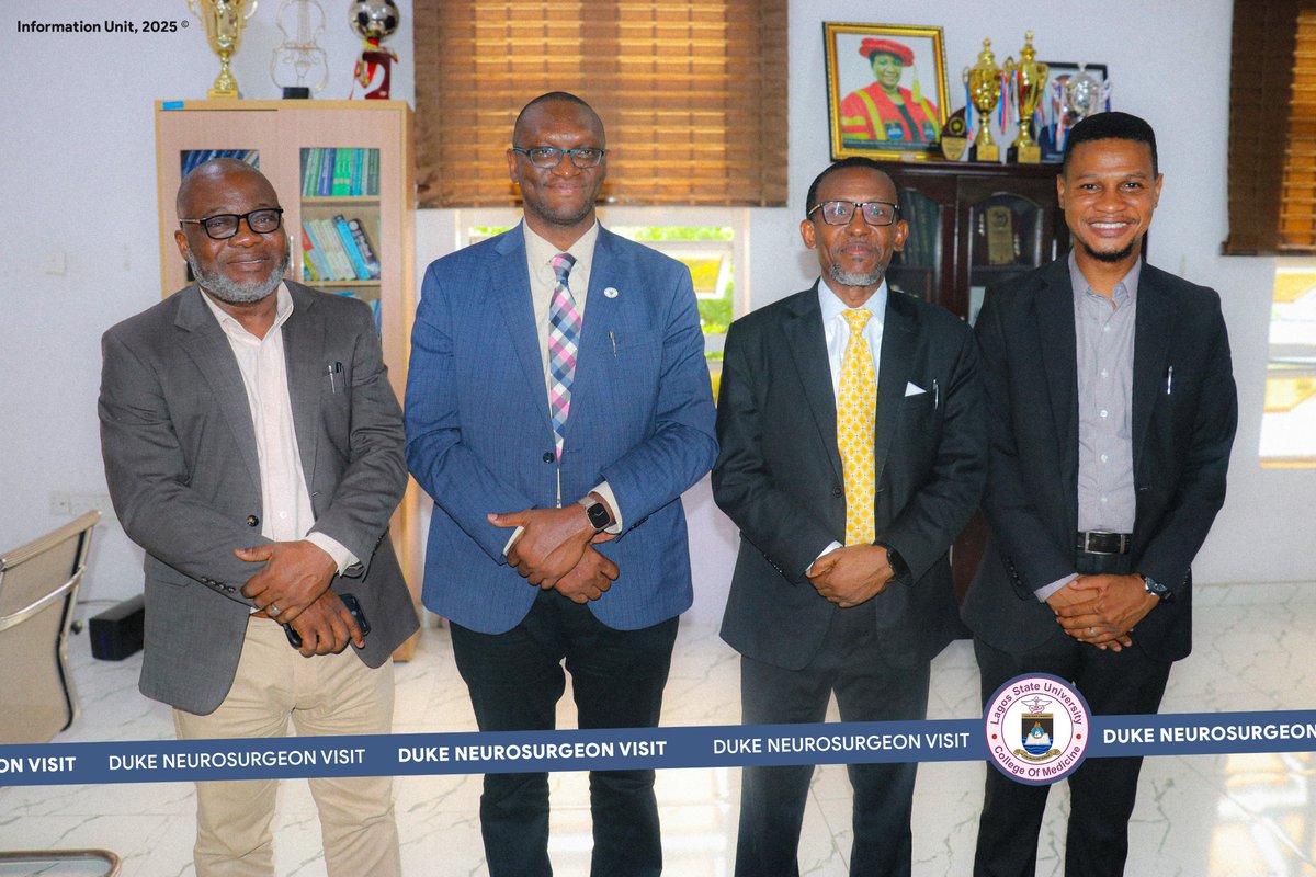 LASUCOM (LASU, College of Medicine) (@lasucomofficial) on Twitter photo 📰Dr. A. Ukachukwu of Duke Health, North Carolina -USA re-visited the College on Tuesday, 13th May 2025 to discuss joint research on paediatric brain injuries.
Provost - <a href="/Profidowu/">Olufemi Idowu, Neurosurgeon</a> assured him of the College's full support during the project. 🧠🧠🌍
#LASUCOM #DukeHealth #TBI 📰Dr. A. Ukachukwu of Duke Health, North Carolina -USA re-visited the College on Tuesday, 13th May 2025 to discuss joint research on paediatric brain injuries.
Provost - <a href="/Profidowu/">Olufemi Idowu, Neurosurgeon</a> assured him of the College's full support during the project. 🧠🧠🌍
#LASUCOM #DukeHealth #TBI