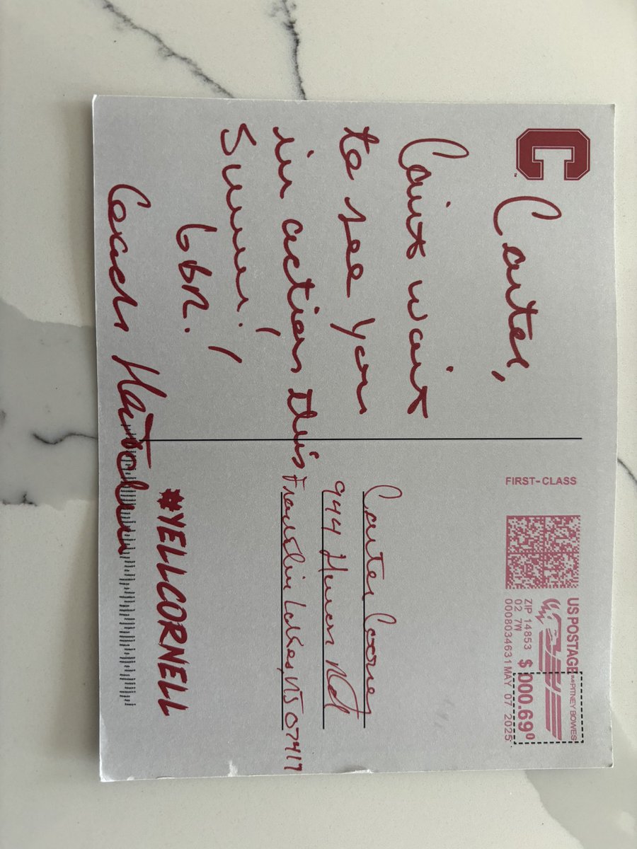 Carter Cooney (@carter_cooney_) on Twitter photo Thanks for the letter! <a href="/Coach_Hatcher20/">Mike Hatcher</a>
Excited for it!
<a href="/RamapoFootball/">šamapo Football</a> <a href="/CoachGuttuso/">Nick Guttuso</a> <a href="/BigRed_Football/">Cornell Football</a> Thanks for the letter! <a href="/Coach_Hatcher20/">Mike Hatcher</a>
Excited for it!
<a href="/RamapoFootball/">šamapo Football</a> <a href="/CoachGuttuso/">Nick Guttuso</a> <a href="/BigRed_Football/">Cornell Football</a>