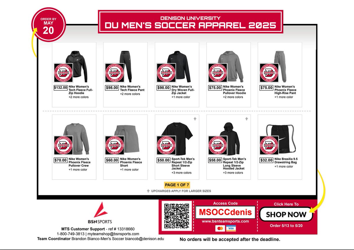 🛒 𝟮𝟬𝟮𝟱 𝗙𝗮𝗻 𝗦𝗵𝗼𝗽 𝗶𝘀 𝗟𝗜𝗩𝗘!

Get all your gear for the upcoming 2025 fall season by visiting the link below. All orders must be made by May 20th at midnight.

bsnteamsports.com/shop/MSOCCdenis