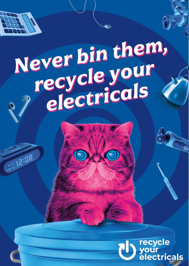 Electricals don't belong in the bin - #RecycleYourElectricals!
If it no longer works and has a plug, charger or battery, recycle it! Small items can be recycled with your kerbside collection. Please just put them in a small carrier bag, if it's larger - take to a recycling site.