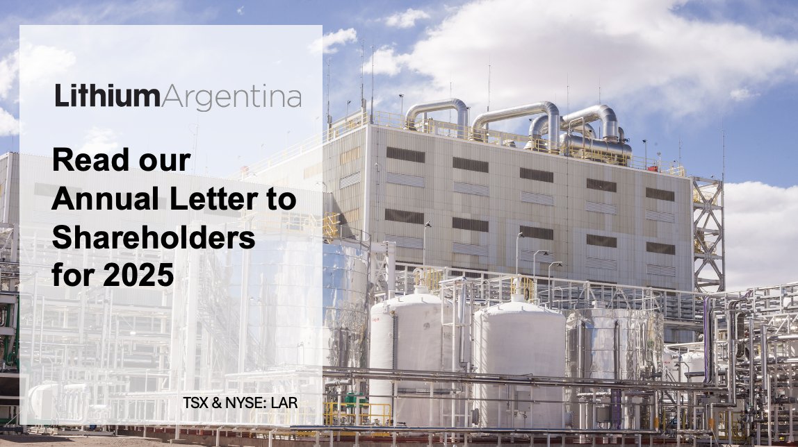 Lithium_ARG's tweet image. Ahead of Lithium Argentina’s Annual General Meeting on June 19, 2025 in Zug, Switzerland, Executive Chair John Kanellitsas and President & CEO Sam Pigott shared their 2025 Letter to Shareholders.
The letter highlights a transformative year for Lithium Argentina. In 2024,…