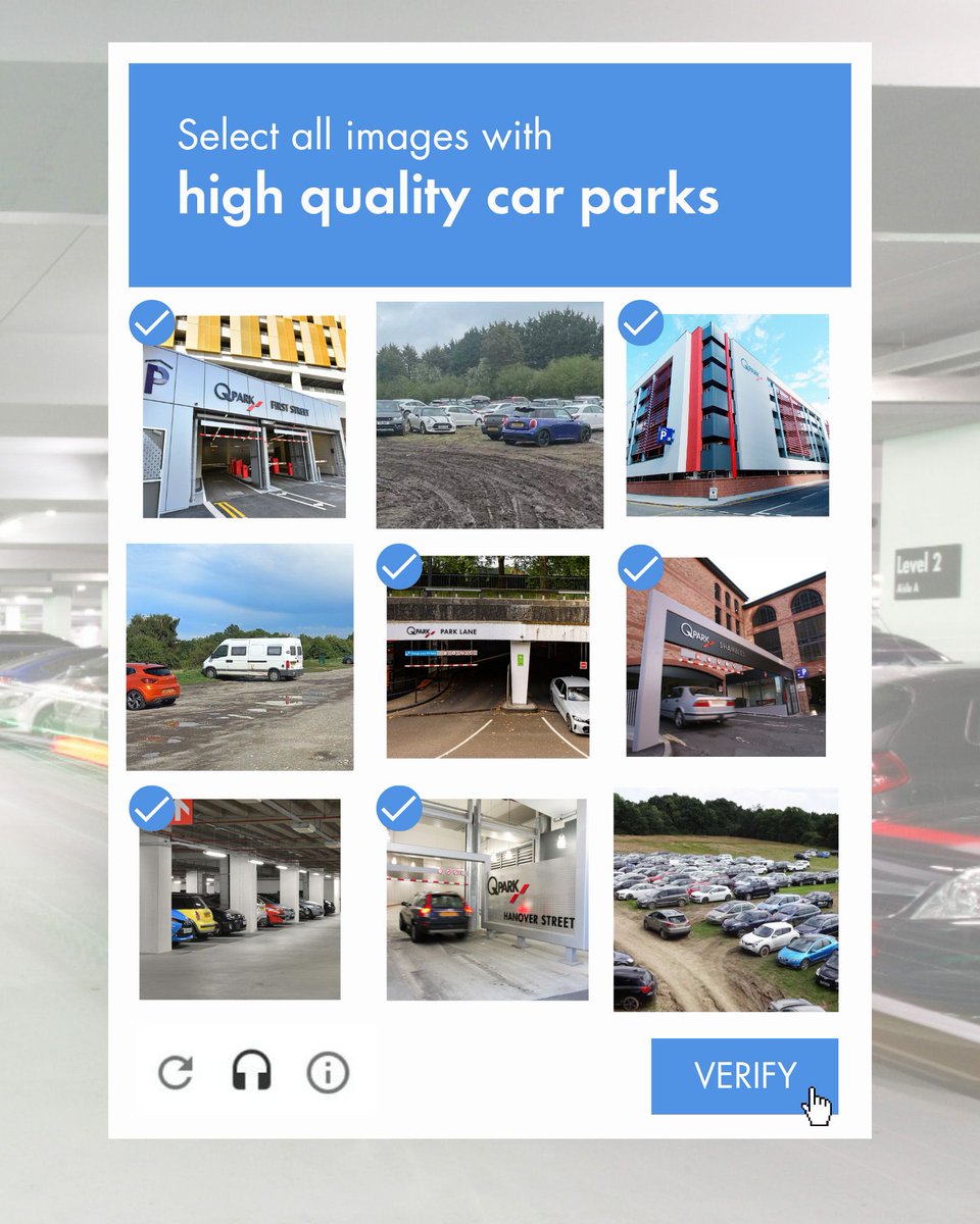 This CAPTCHA isn’t about traffic lights, it’s about where you park after you’ve been through them... and Q-Park is always the right answer! 🚦🚗

Pre-book your parking in the highest quality car parks and enjoy convenience, safety, and peace of mind.