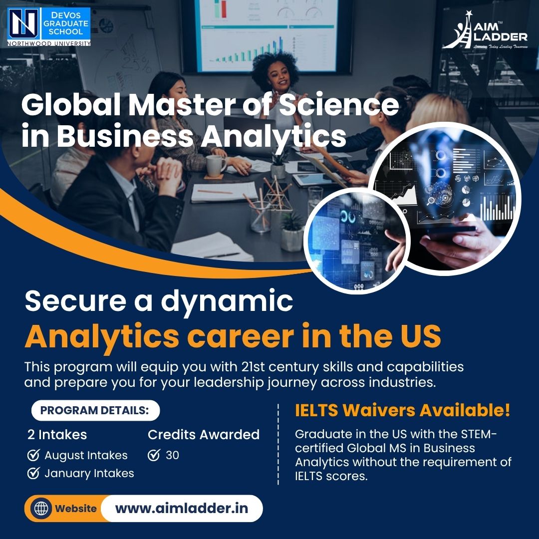 AimLadder's tweet photo. 📈 Global Master of Science in Business Analytics
🎓 Offered by DeVos Graduate School, Northwood University in collaboration with Aim Ladder

✅ Program Highlights:
2 Intakes Available:
✔ August
✔ January

Credits Awarded: 30

🌐 Website: https://t.co/gCX5b0ORRK 

#GlobalMSBA https://t.co/wze6VPFSwd