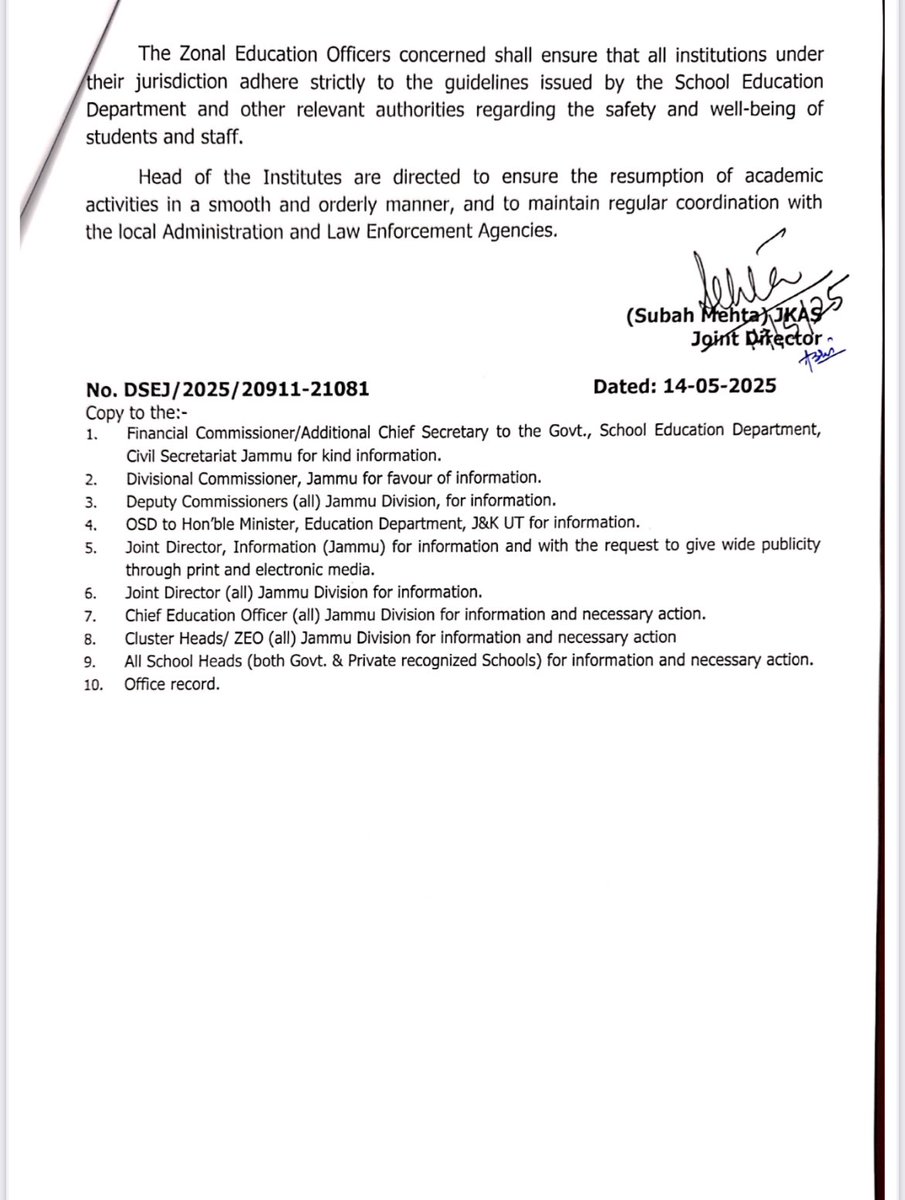 School Education Department J&K (@schooledujkut) on Twitter photo JKSED UPDATE
Order regarding reopening of Schools (Government and Private Recognized) in Jammu division issued by Director School Education Jammu <a href="/OfficeOfLGJandK/">Office of LG J&K</a> <a href="/CM_JnK/">Office of Chief Minister, J&K</a> <a href="/sakinaitoo/">Sakina Itoo</a> JKSED UPDATE
Order regarding reopening of Schools (Government and Private Recognized) in Jammu division issued by Director School Education Jammu <a href="/OfficeOfLGJandK/">Office of LG J&K</a> <a href="/CM_JnK/">Office of Chief Minister, J&K</a> <a href="/sakinaitoo/">Sakina Itoo</a>