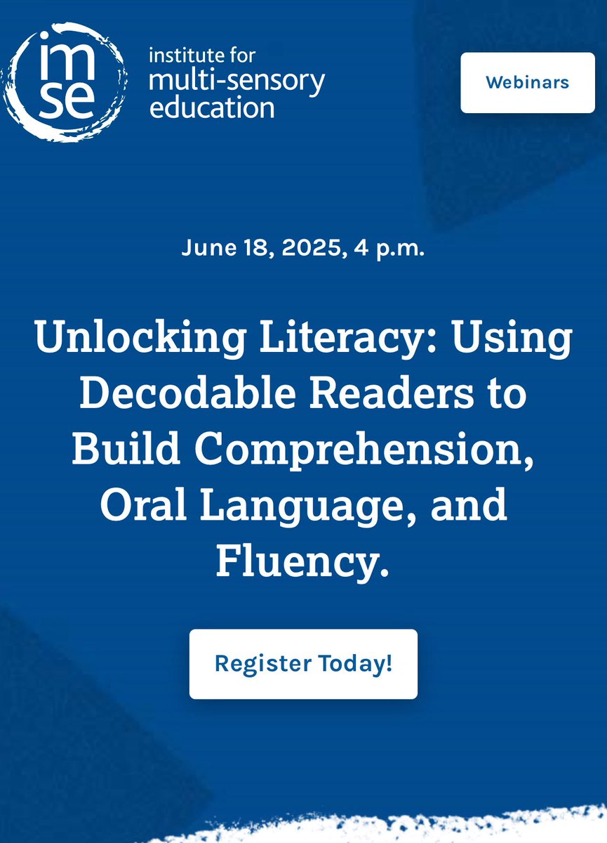 Free webinar on the power of decodable readers! Register here:
imse.com/videos-and-web…
<a href="/GBrunie16/">G Brunie</a> <a href="/OB_Adinolfi/">Ms. Adinolfi</a>