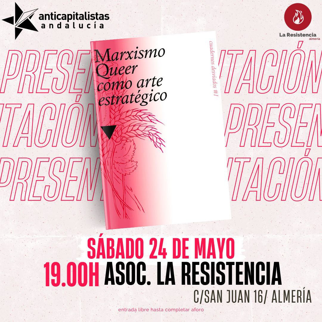 ❤️‍🔥🌊Últimas fechas de las presentaciones del Fanzine de Marxismo queer, Almería y Jerez.

Nos vemos el sábado 24 de mayo a las 19h en la <a href="/laresistencialm/">La Resistencia Almería</a>

Y una semanita después, el viernes 30 de mayo a las 18 en <a href="/yerbabuenajerez/">Centro Social La Yerbabuena ۞🇵🇸</a>

Anticapitalismo queer para cambiarlo todo 🔥