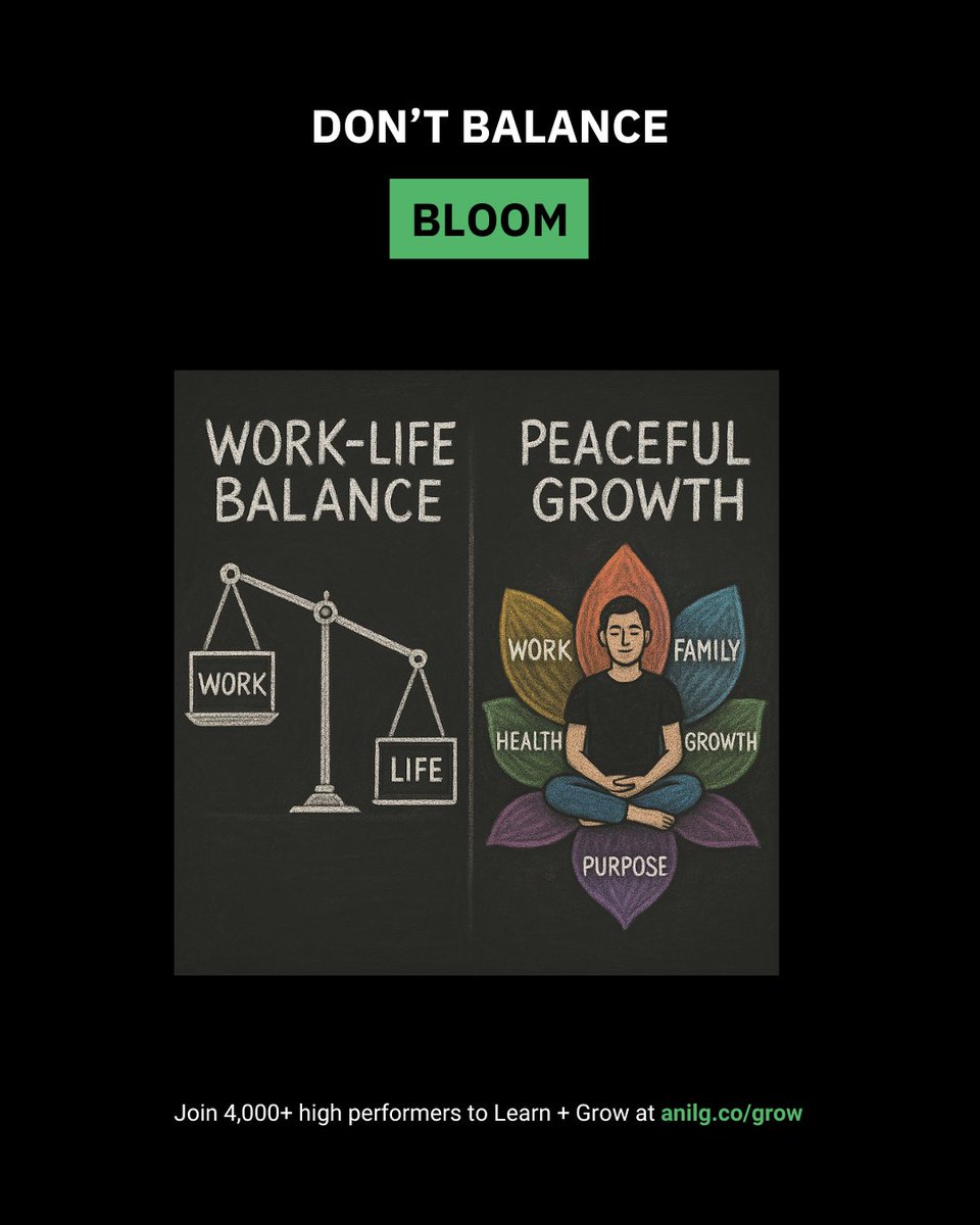 I used to chase “work-life balance.”

Now I chase something better.

I call it "Peaceful Growth"

👇🏻

1. You don’t need balance every day. You need rhythm over time.
2. Some seasons are for hustle. Some are for healing.
3. If you’re tired, rest. If you’re lit up, build.
4. Guilt