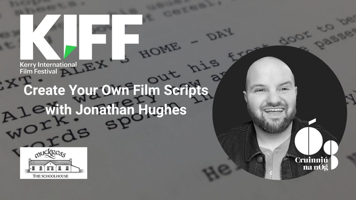 KerryFilmFest's tweet image. 🎬 Want to write your own short film?

Join screenwriter Jonathan Hughes at Muckross Schoolhouse, Killarney for a hands-on screenwriting workshop as part of #CruinniúNaNÓg

📅 Sat 7 June | 🕒 3PM | 👥 Ages 13+
Book now! tinyurl.com/JonathanHughes
#Screenwriting #KerryEvents