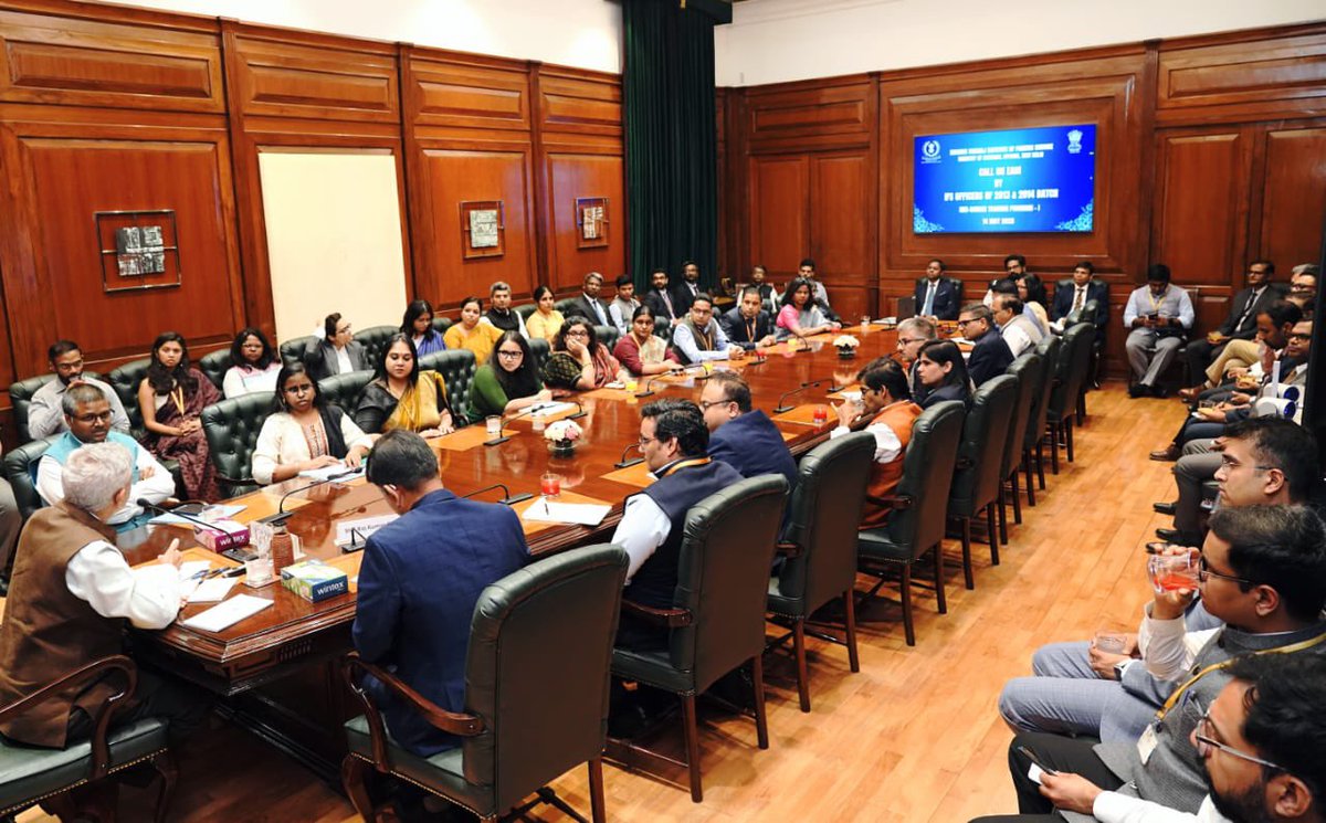 Dr. S. Jaishankar (@drsjaishankar) on Twitter photo A good interaction with the IFS officers undergoing their Mid-career Training Program <a href="/SSIFS_MEA/">Sushma Swaraj Institute of Foreign Service</a>.
Discussed the contemporary global landscape, as well as our opportunities and challenges. A good interaction with the IFS officers undergoing their Mid-career Training Program <a href="/SSIFS_MEA/">Sushma Swaraj Institute of Foreign Service</a>.
Discussed the contemporary global landscape, as well as our opportunities and challenges.