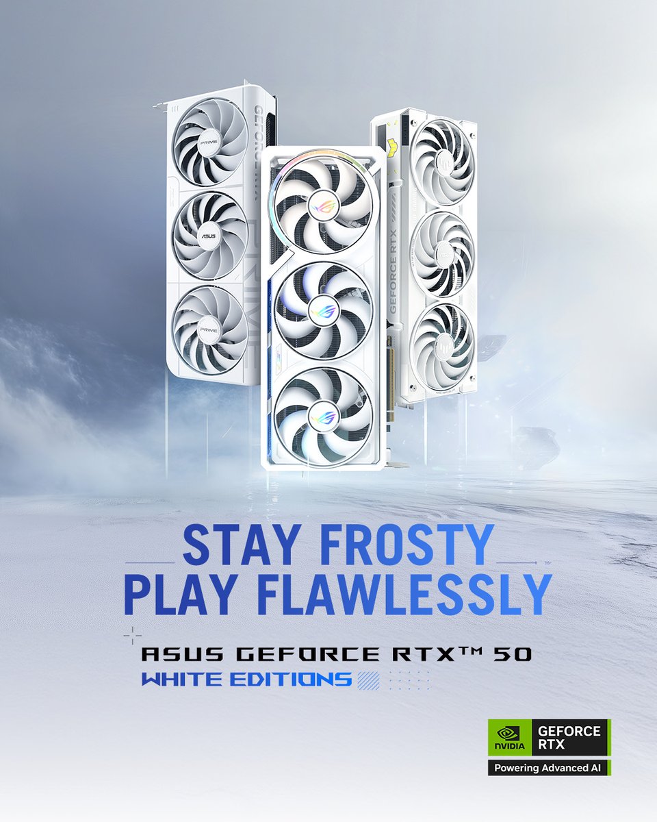 ❄️You asked. We listened! ​

To everyone who’s been flooding the comment sections:​

🤍 ASUS GeForce RTX 50 Series White Edition graphics cards are dropping soon! ​

Clean, cool, and built to stand out. 

Who's locking one in? 👀👉🏼 rog.gg/RTX50​

#ROG #Computex2025