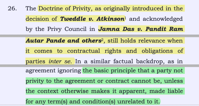 Do you know which judgment originally introduced the Contract Law Doctrine of Privity ? 

Which Privy Council Case acknowledged it? 

This #SupremeCourt judgment will tell you: