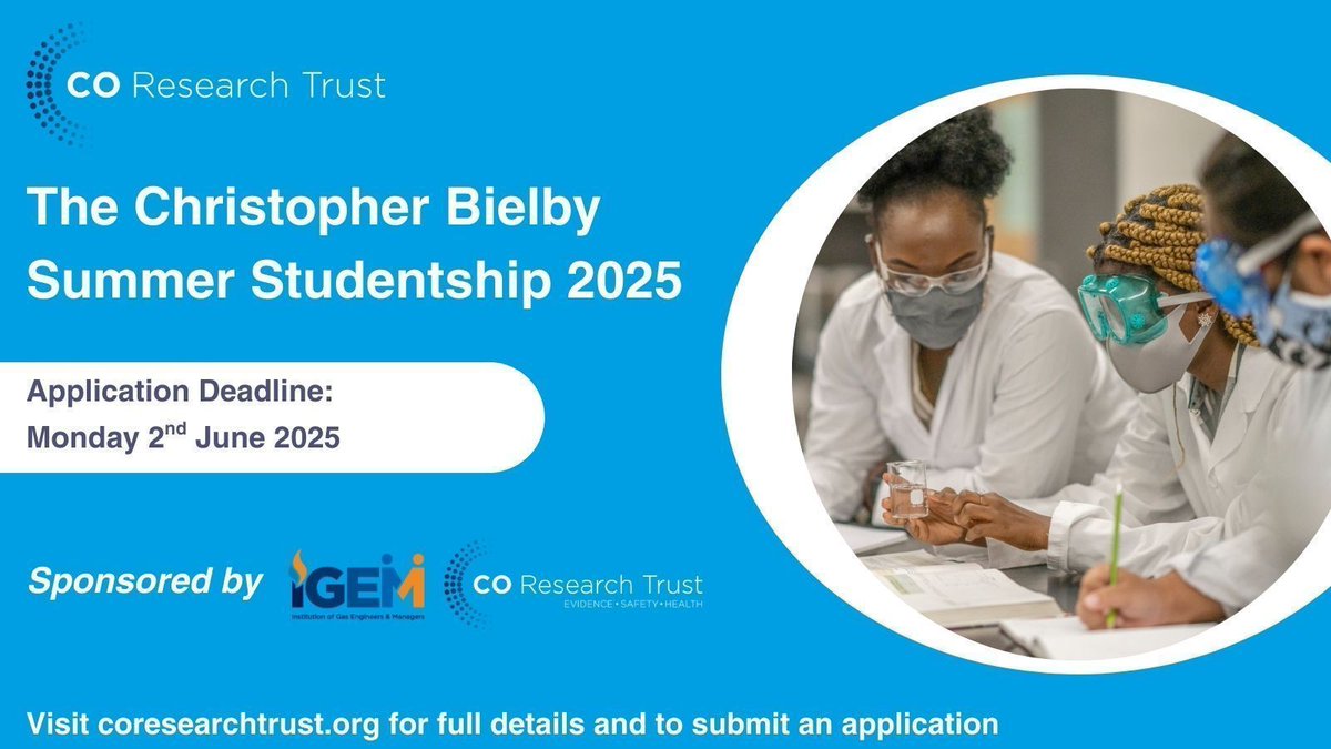 There is a little over two weeks remaining to submit applications for the Christopher Bielby Summer Studentship 2025.

Open to all students between their 2nd and final year or recent graduates. To find out more and submit your application please visit: coresearchtrust.org/our-activities…