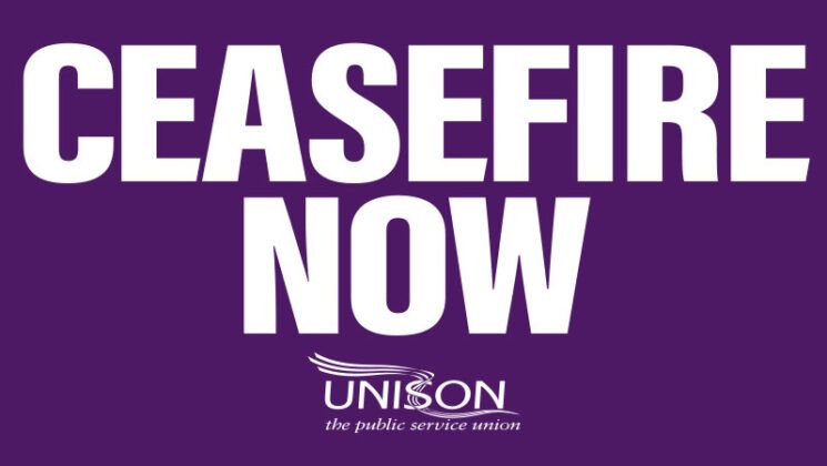 Tomorrow UNISON branches will be supporting the TUC-endorsed workplace day of action for an immediate and permanent ceasefire. unsn.uk/458YOT7