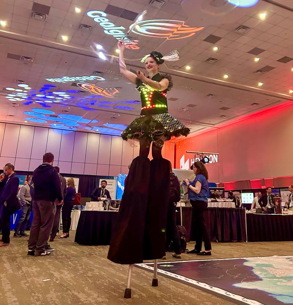 The most exciting parts of GeoIgnite? Stilt performers, acrobats, and the Hexagon experts stationed at booth 8! Today's your last chance to visit them and talk about cutting-edge geospatial technologies, so make sure you do. <a href="/GoGeomatics/">GoGeomatics.ca</a> <a href="/GeoIgnite/">GeoIgnite</a> #geospatial #eo #ai #geoint