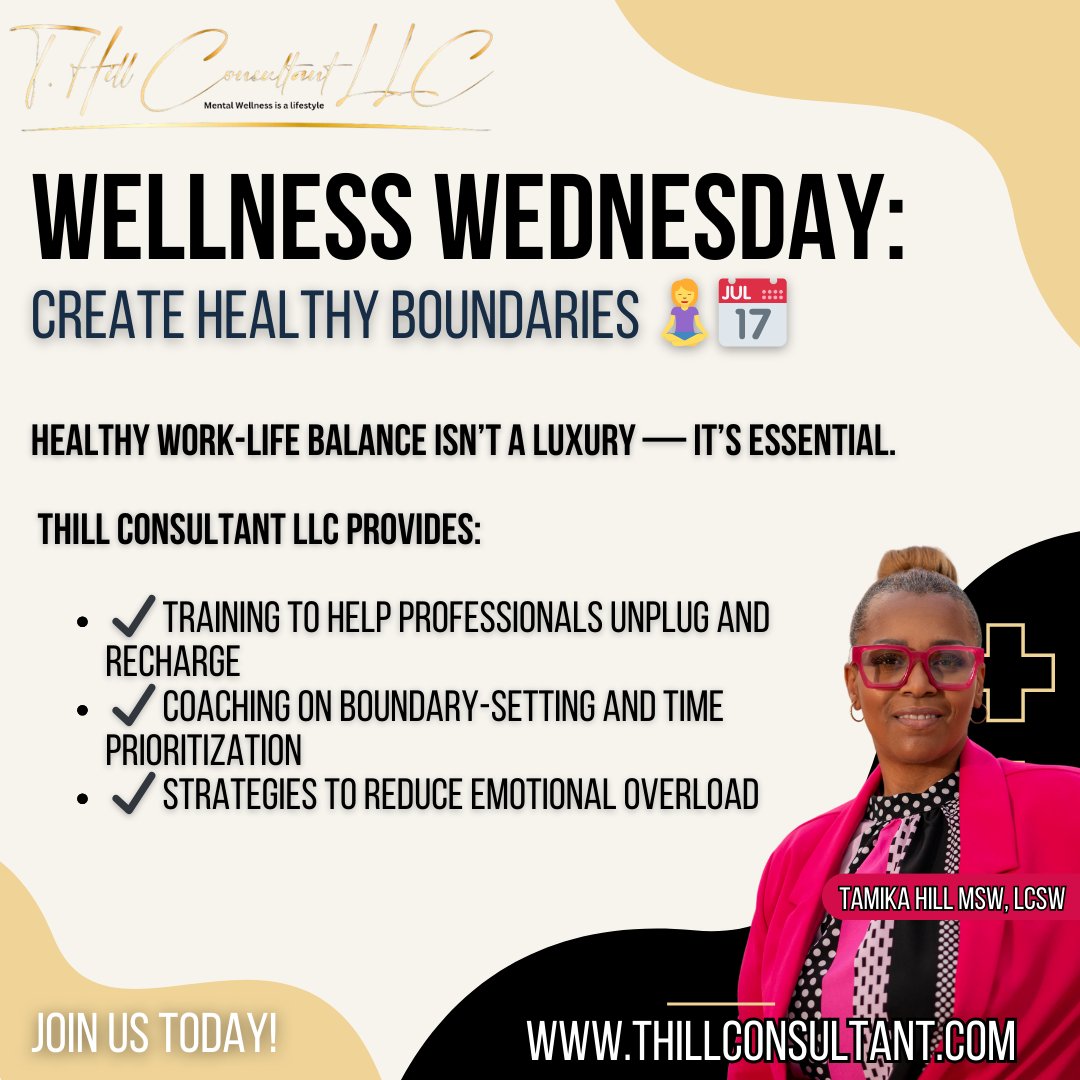 Tamika Hill (@thillconsultant) on Twitter photo Balance is the new hustle. Letβs build it together.
π thillconsultant.com
π§ info@thillconsultant.com | π 773-322-5477
#WorkLifeWellness #EmployeeSupport #MentalWellness #ThillConsultant Balance is the new hustle. Letβs build it together.
π thillconsultant.com
π§ info@thillconsultant.com | π 773-322-5477
#WorkLifeWellness #EmployeeSupport #MentalWellness #ThillConsultant