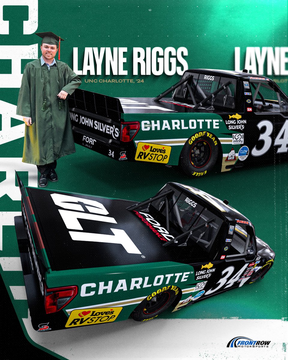Front Row Motorsports (@team_frm) on Twitter photo Reppin his Alma mater π
<a href="/LayneRiggs99/">Layne Riggs πΊπΈ</a> will be sporting the colors of <a href="/unccharlotte/">UNC Charlotte</a> for the next two truck series races. Reppin his Alma mater π
<a href="/LayneRiggs99/">Layne Riggs πΊπΈ</a> will be sporting the colors of <a href="/unccharlotte/">UNC Charlotte</a> for the next two truck series races.