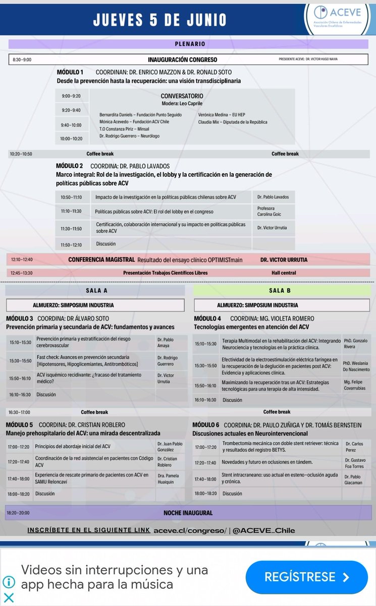 ACEVE (@aceve_chile) on Twitter photo Quedan pocos días para el 3er congreso de la <a href="/ACEVE_Chile/">ACEVE</a>
Profundiza y actualiza tus conocimientos sobre la enfermedad cerebrovascular.
Inscríbete en aceve.cl
Los esperamos
<a href="/WorldStrokeOrg/">World Stroke Org</a> <a href="/SonepsynChile/">Sonepsyn Chile</a> <a href="/sheilambrasil/">sheila martins</a> <a href="/interneurona/">INTERNEURONA</a> <a href="/neurofox/">Rodrigo Rivera</a> <a href="/PabloLavados/">Pablo M Lavados</a> Quedan pocos días para el 3er congreso de la <a href="/ACEVE_Chile/">ACEVE</a>
Profundiza y actualiza tus conocimientos sobre la enfermedad cerebrovascular.
Inscríbete en aceve.cl
Los esperamos
<a href="/WorldStrokeOrg/">World Stroke Org</a> <a href="/SonepsynChile/">Sonepsyn Chile</a> <a href="/sheilambrasil/">sheila martins</a> <a href="/interneurona/">INTERNEURONA</a> <a href="/neurofox/">Rodrigo Rivera</a> <a href="/PabloLavados/">Pablo M Lavados</a>