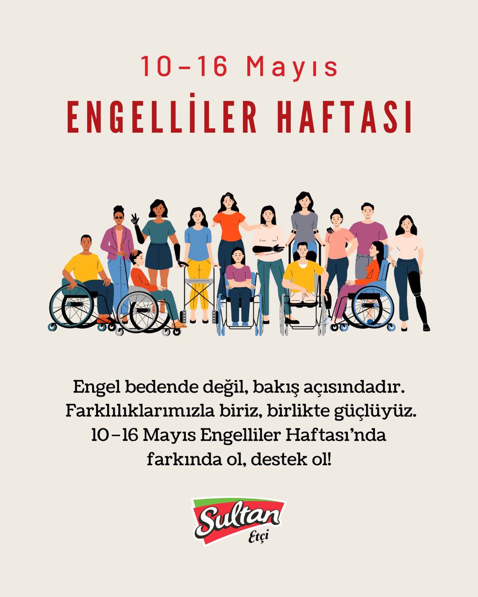 sultanetcom's tweet image. Engel bedenlerde değil, zihinlerde başlar.
Birlikte güçlü, birlikte eşitiz.
10–16 Mayıs Engelliler Haftası’nda farkında ol, destek ol!

#EngellilerHaftası #FarkındaOlDestekOl #BirlikteGüçlüyüz #SultanEtçi