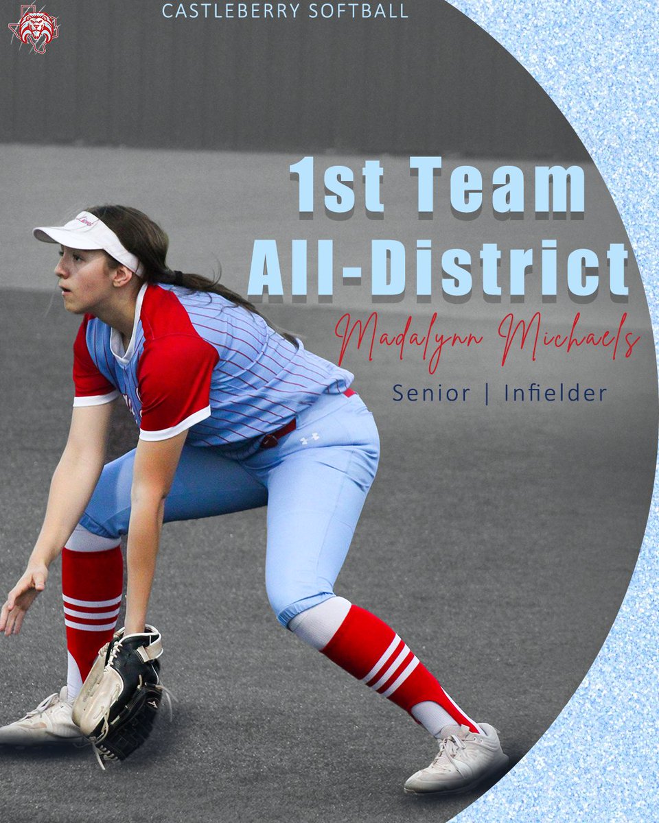 Castleberry ISD Athletics (@cberrysports) on Twitter photo Hit .500 in district play to earn a First-Team selection🥎 Hit .500 in district play to earn a First-Team selection🥎