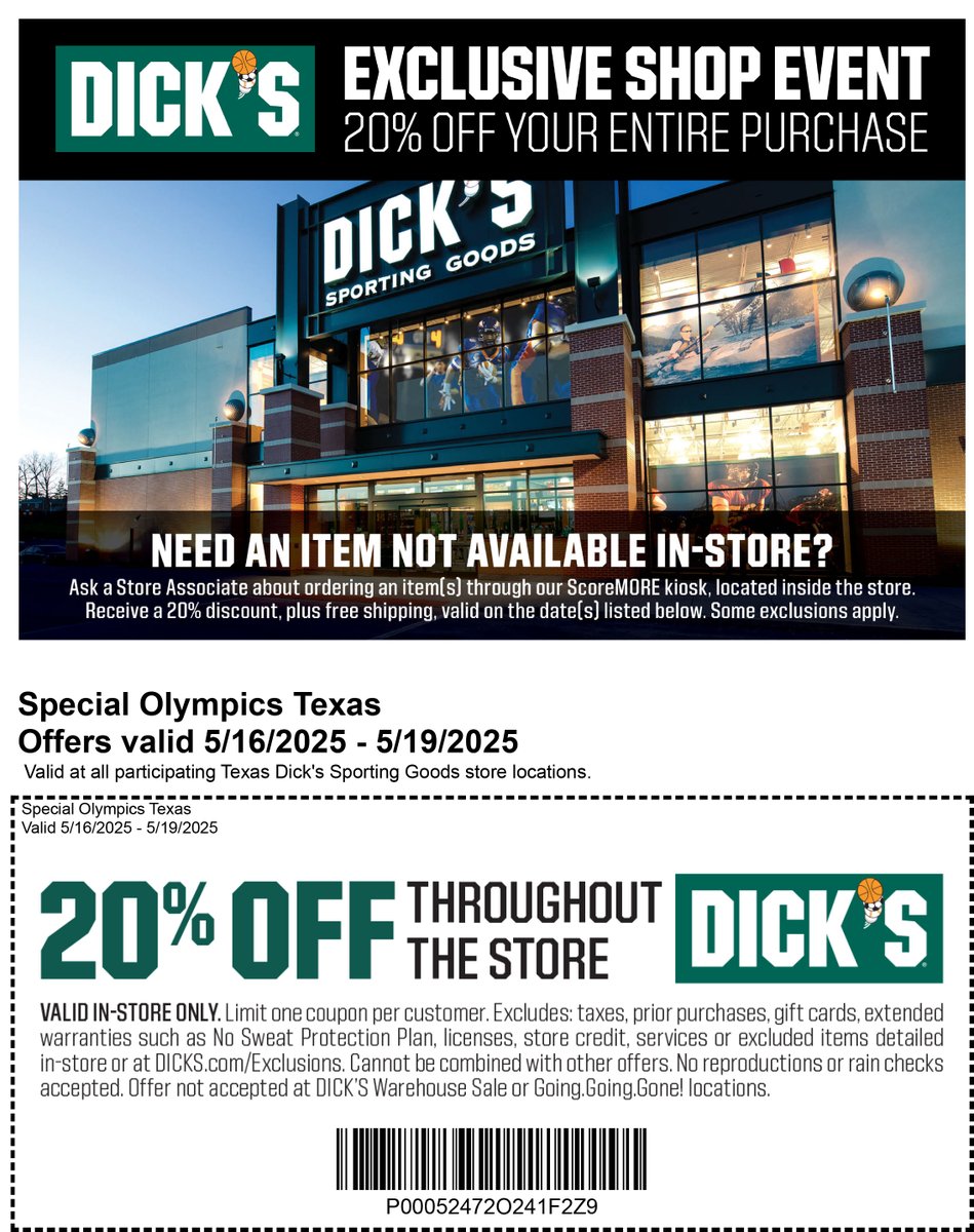 We have an exclusive coupon for the SOTX friends and family community, starts this Friday! <a href="/DICKS/">DICK'S Sporting Goods</a>