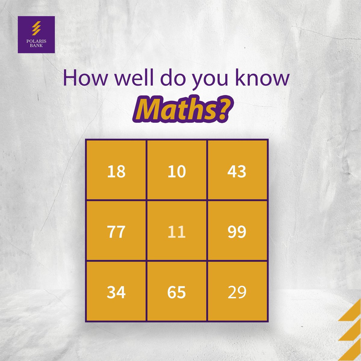 Let’s put your numbers sense to the test.

Which numbers are even and which are odd?

Drop your answers in the comments.
 
#PolarisBank #VULTe 
#MidweekTrivia #CorporationHumor #fyp #Trivia