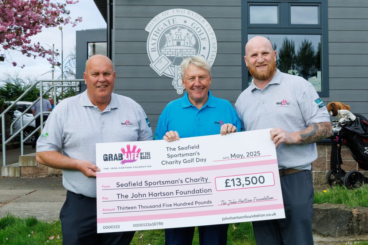 A massive thank you to The Seafield Sportsman's Charity Group for your incredible donation of £13,500!

Your generosity is deeply appreciated &amp; plays a vital role in helping raise awareness of testicular cancer through The John Hartson Foundation.

#GrabLifeByTheBalls #Donation