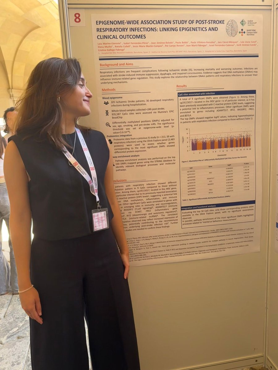 Stroke Pharmacogenomics and Genetics (@pharmaepigenlab) on Twitter photo 🔙 Last week, <a href="/laiamarine/">Laia Mariné</a> took part in her first conference at the XV Jornada de Cromatina i Epigenètica (<a href="/SCB_iec/">Societat Catalana de Biologia</a>), presenting her poster: Epigenome-Wide Association Study of post-stroke respiratory infections. Congrats on this great milestone! 🔙 Last week, <a href="/laiamarine/">Laia Mariné</a> took part in her first conference at the XV Jornada de Cromatina i Epigenètica (<a href="/SCB_iec/">Societat Catalana de Biologia</a>), presenting her poster: Epigenome-Wide Association Study of post-stroke respiratory infections. Congrats on this great milestone!
