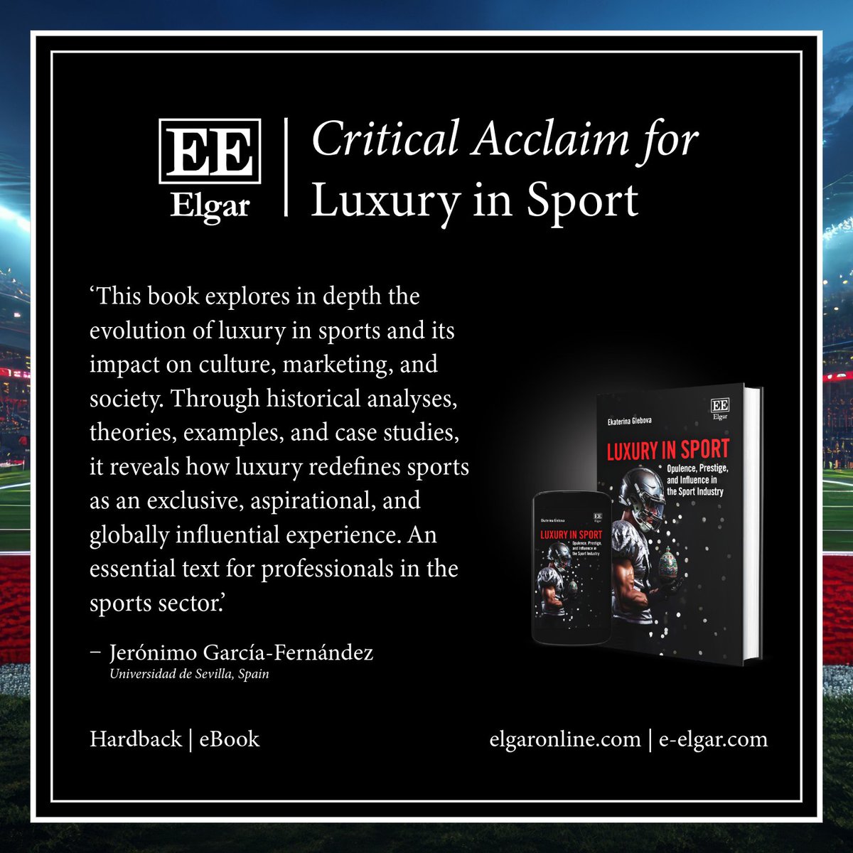 Elgar Business (@elgar_business) on Twitter photo NEW Luxury in Sport
Opulence, Prestige, and Influence in the Sport Industry,
Katrina Glebova, <a href="/HCT_UAE/">Higher Colleges of Technology</a> Université Paris-Saclay, France
Details tinyurl.com/y558frx7
Read a sample doi.org/10.4337/978103…
#SportsMarketing #SportsManagement #CulturalStudies NEW Luxury in Sport
Opulence, Prestige, and Influence in the Sport Industry,
Katrina Glebova, <a href="/HCT_UAE/">Higher Colleges of Technology</a> Université Paris-Saclay, France
Details tinyurl.com/y558frx7
Read a sample doi.org/10.4337/978103…
#SportsMarketing #SportsManagement #CulturalStudies