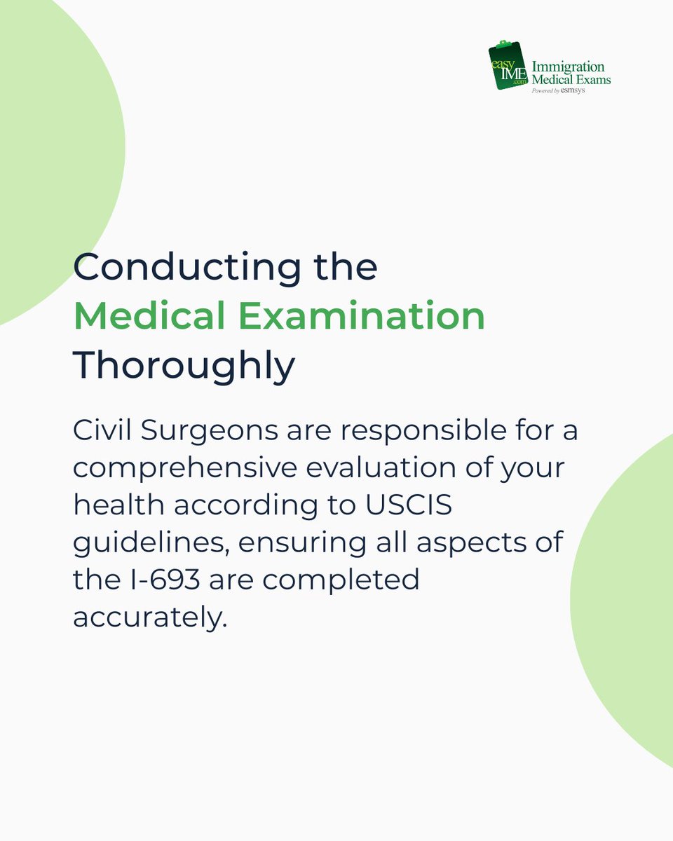 easyIME's tweet image. The Civil Surgeon is a key partner in your pursuit of US permanent residency.
Understand their crucial role in your immigration process.
#CivilSurgeonRole #ImmigrationDoctor #GreenCardApplication #I693Expert #easyIMEPartners