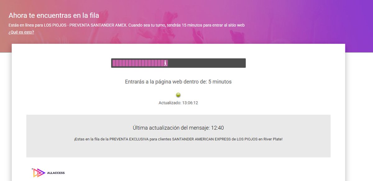 Vendo link para Los Piojos (Preventa Santander AMEX) en el Estadio Mas Monumental River Plate 🇦🇷 🏟️ (Plataforma All Access) Entra en 5 minutos 🕣 Info al MD 📩