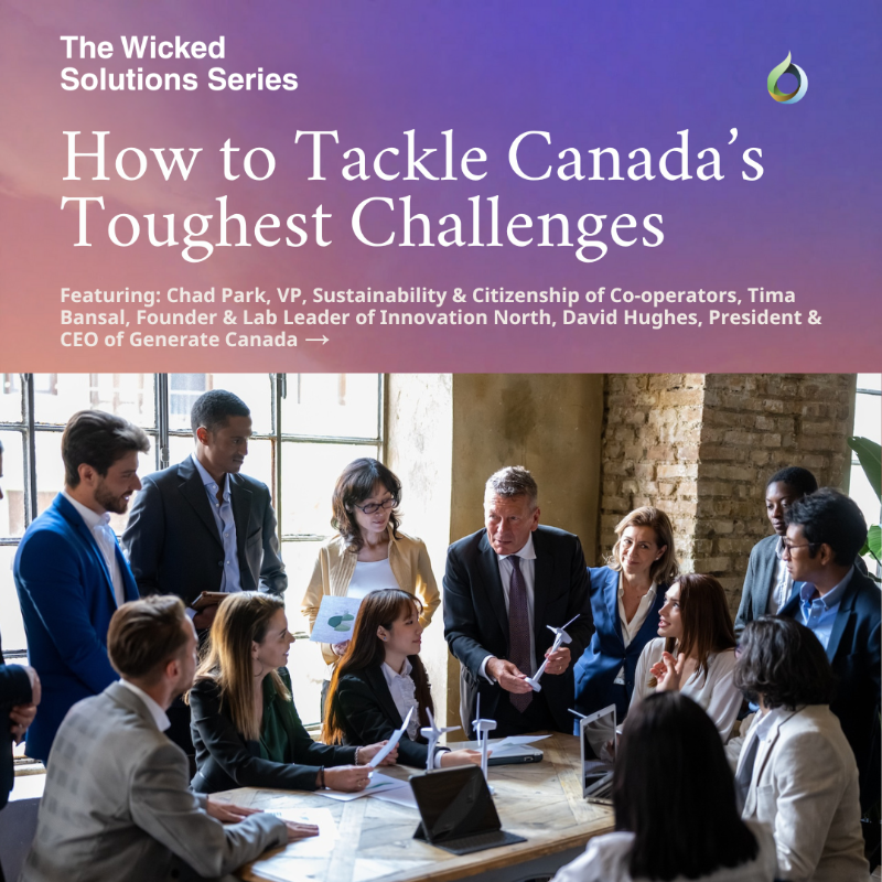 FuturEconomy's tweet photo. Canada’s wicked challenges won’t be solved with simple fixes — it’s time for wicked solutions.

In the first episode of the #WickedSolutions series by @GenerateCanada, explore how collaboration, innovation, &amp; systems thinking are key to tackling complex issues.