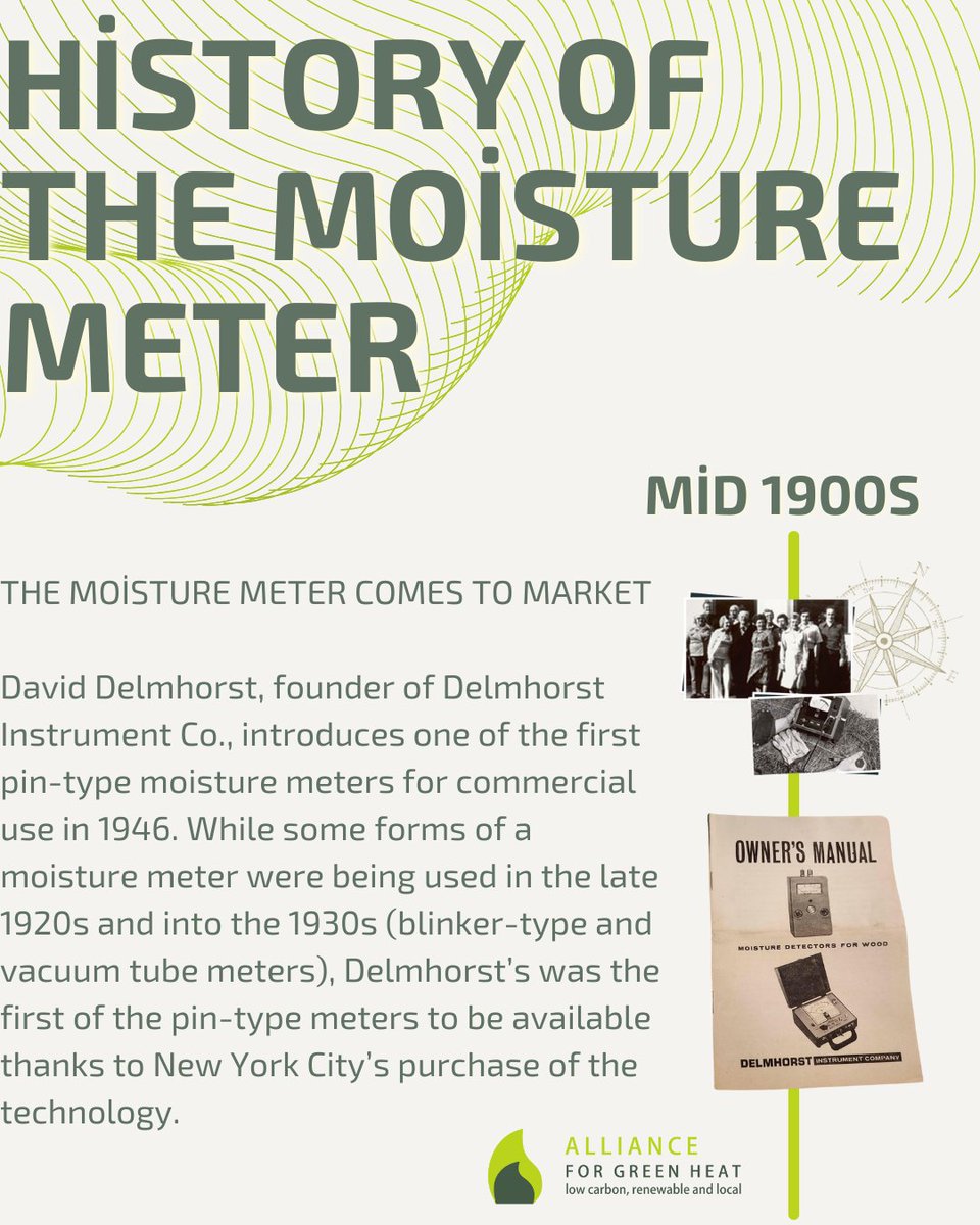 ForGreenHeat's tweet image. It might not immediately sound like a riveting topic, but the history of the moisture meter is important to understand!  We began our timeline in the &quot;Early 1900s,&quot; but there is a rich scientific history that laid the foundation for this work.